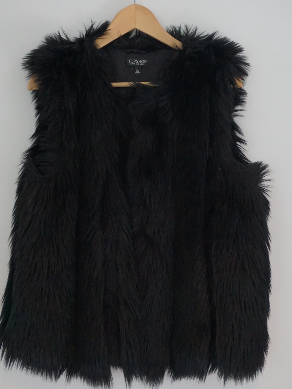 Topshop Black Faux Fur Teddy Vest